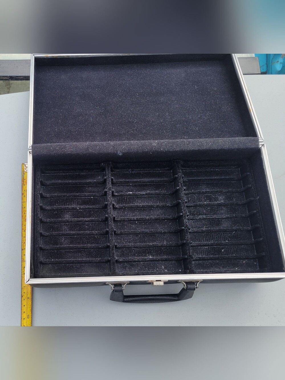 Black vinyl and aluminum audio cassette  case